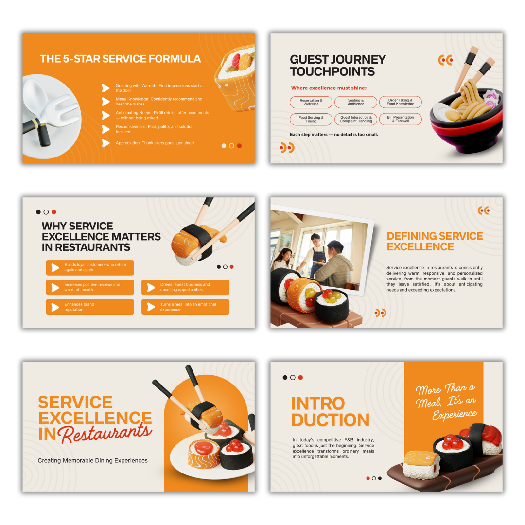 🍽️ 5 Premium Restaurant Presentation Decks (Fully Editable)