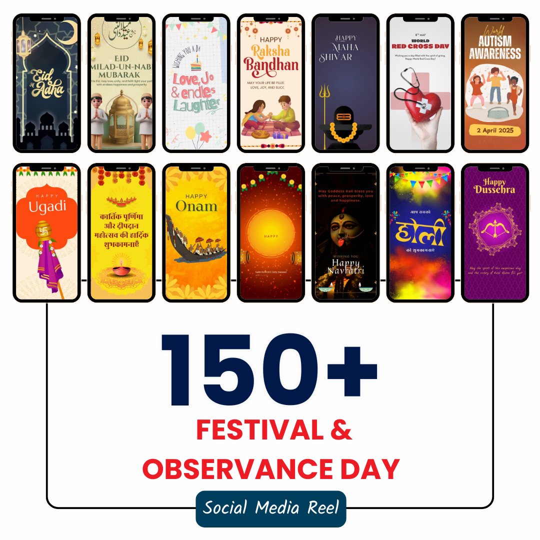 🎉 150+ Festival & Observance Day Reels (Ready-to-Post | Canva Editable)