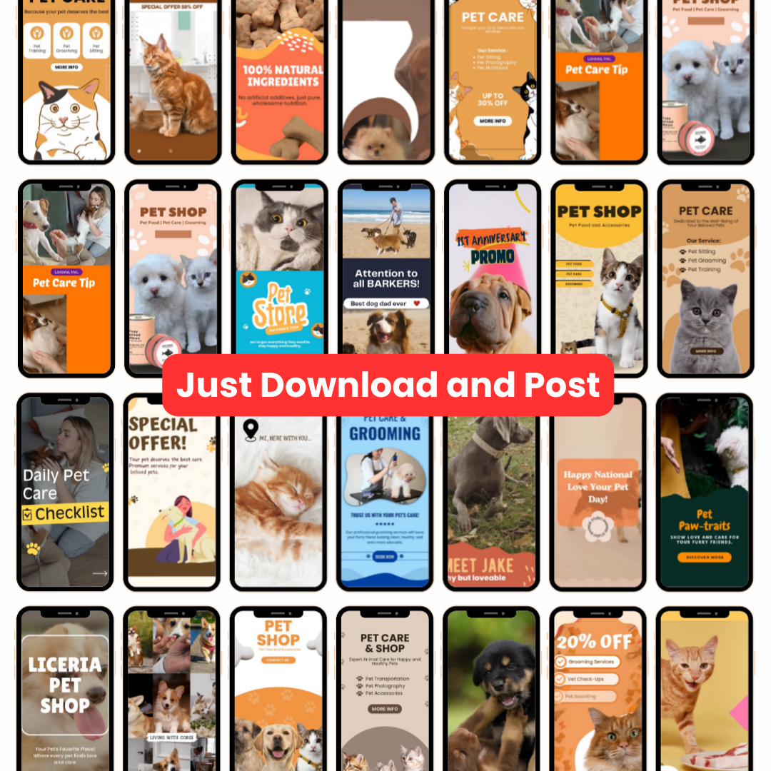 🐾 200+ Pet Reels Pack (Canva Editable)