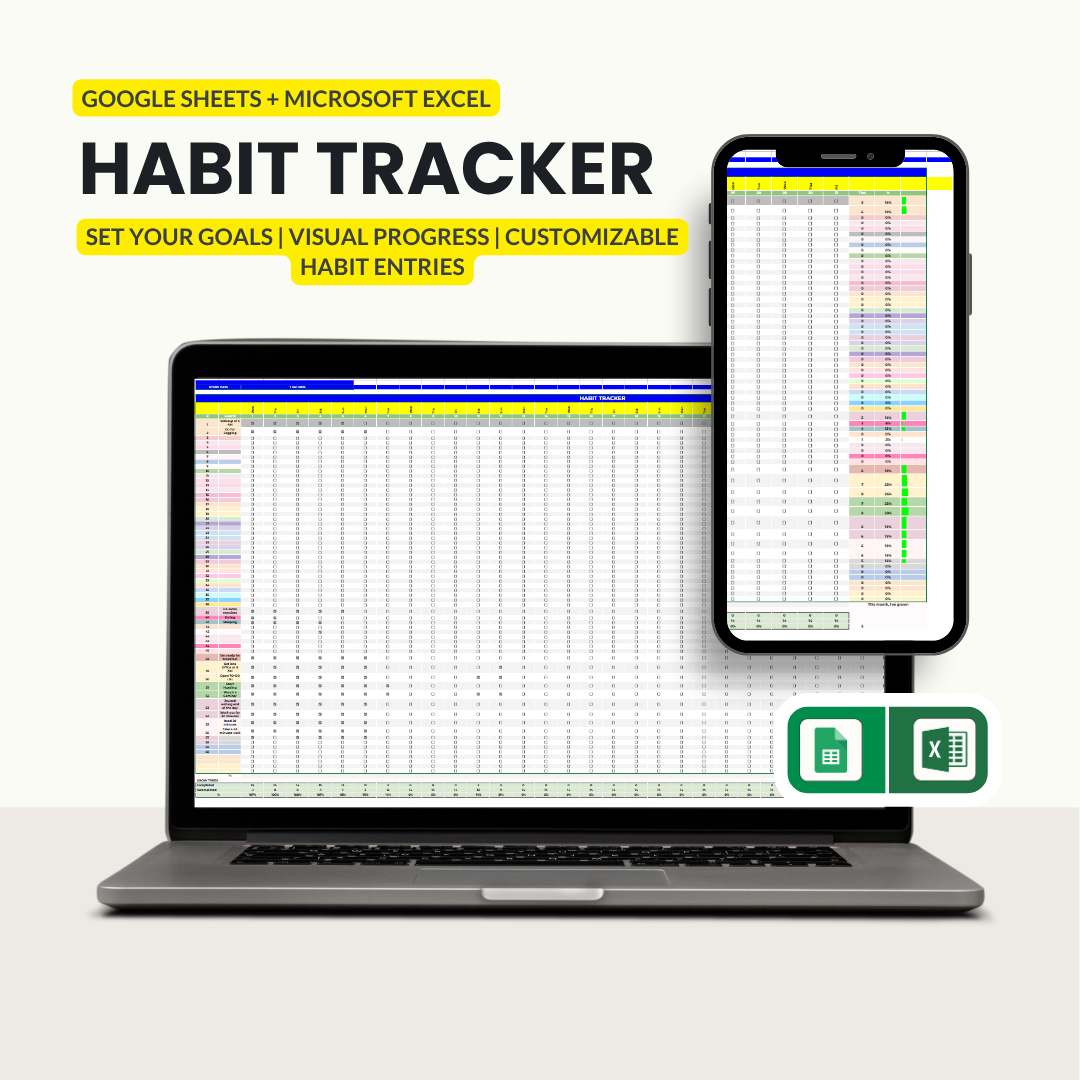 The Ultimate 1-Year Habit Tracker Spreadsheet (Google Sheets + Excel Template)