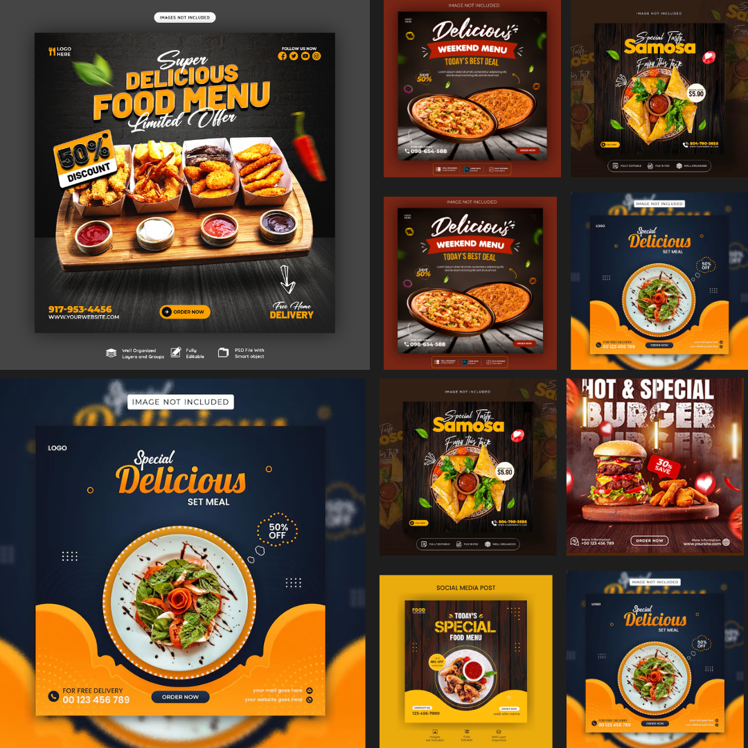 👨‍🍳 Food & Restaurant Bundle 🍔 (500+ Editable Canva Templates + Bonuses)