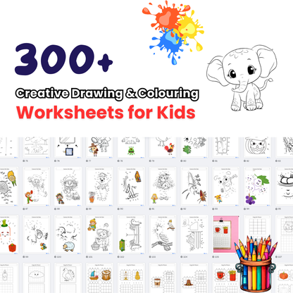 300+ Creative Drawing & Colouring Worksheets for Kids 🎨 (A4 Printable)