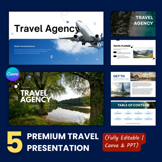 5 Premium Travel Presentation Decks (Fully Editable | Canva & PPT)