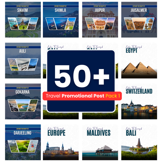 🌍 Travel Promotional Post Pack 1 – Editable Canva Templates