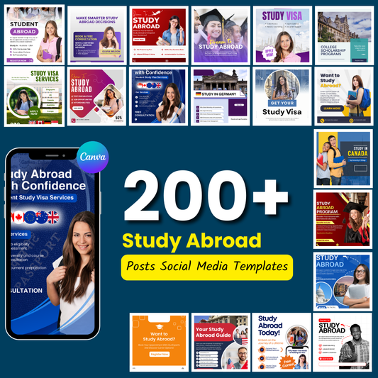 200+ Study Abroad Social Media Posts (Canva Editable)