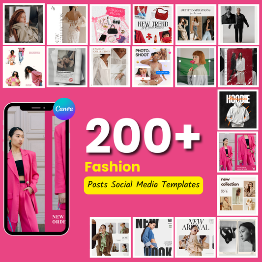 200+ Fashion Social Media Posts (Canva Editable)