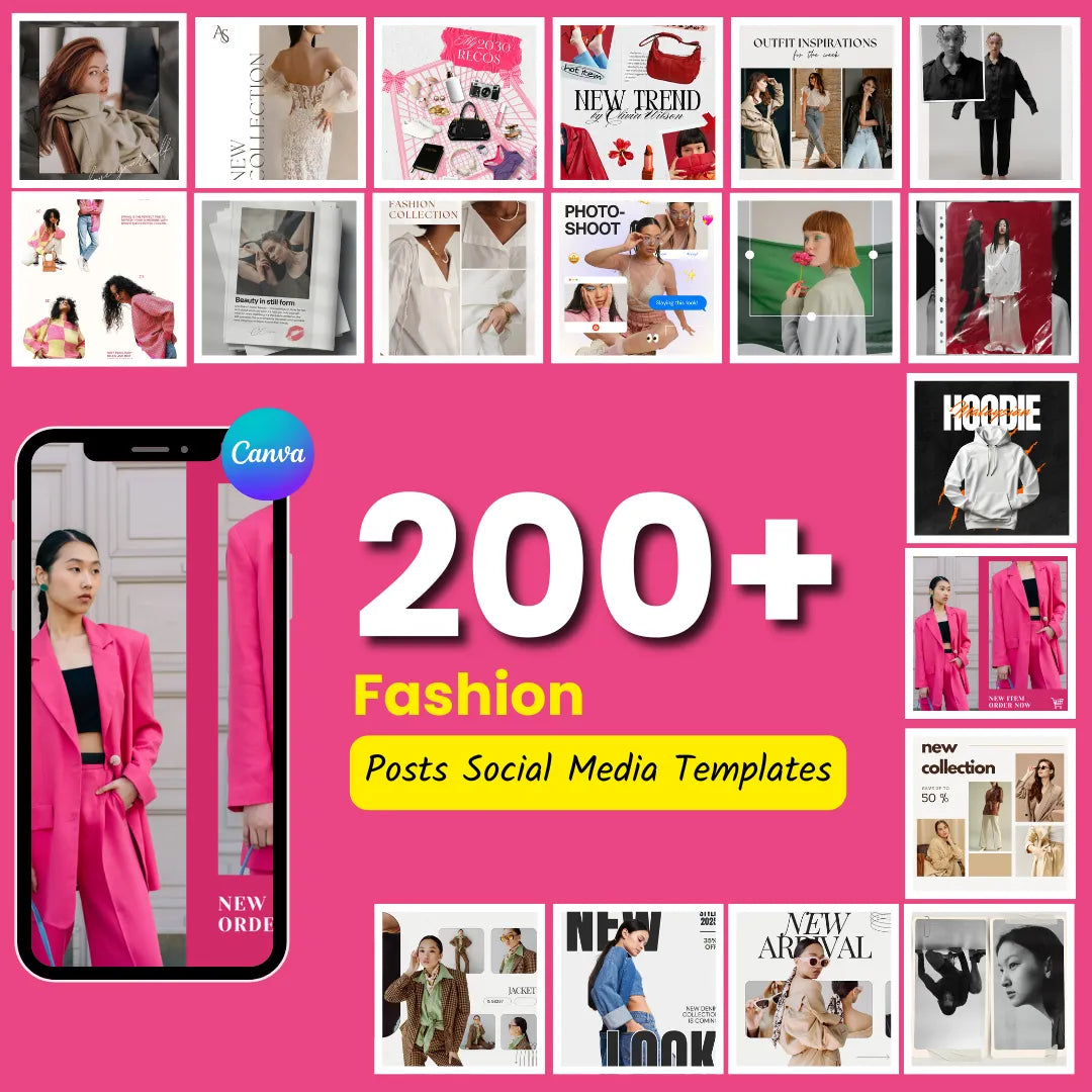 200+ Fashion Social Media Posts (Canva Editable)