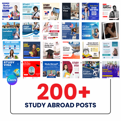 200+ Study Abroad Social Media Posts (Canva Editable)