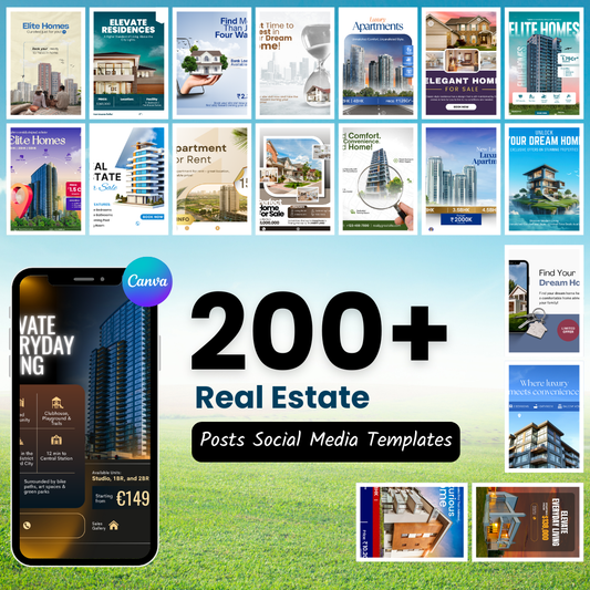 🏡 200+ Real Estate Social Media Posts (Canva Editable)