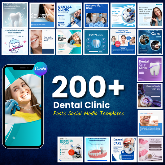 🦷 200+ Dental Posts Bundle (Ready-to-Post | Canva Editable)