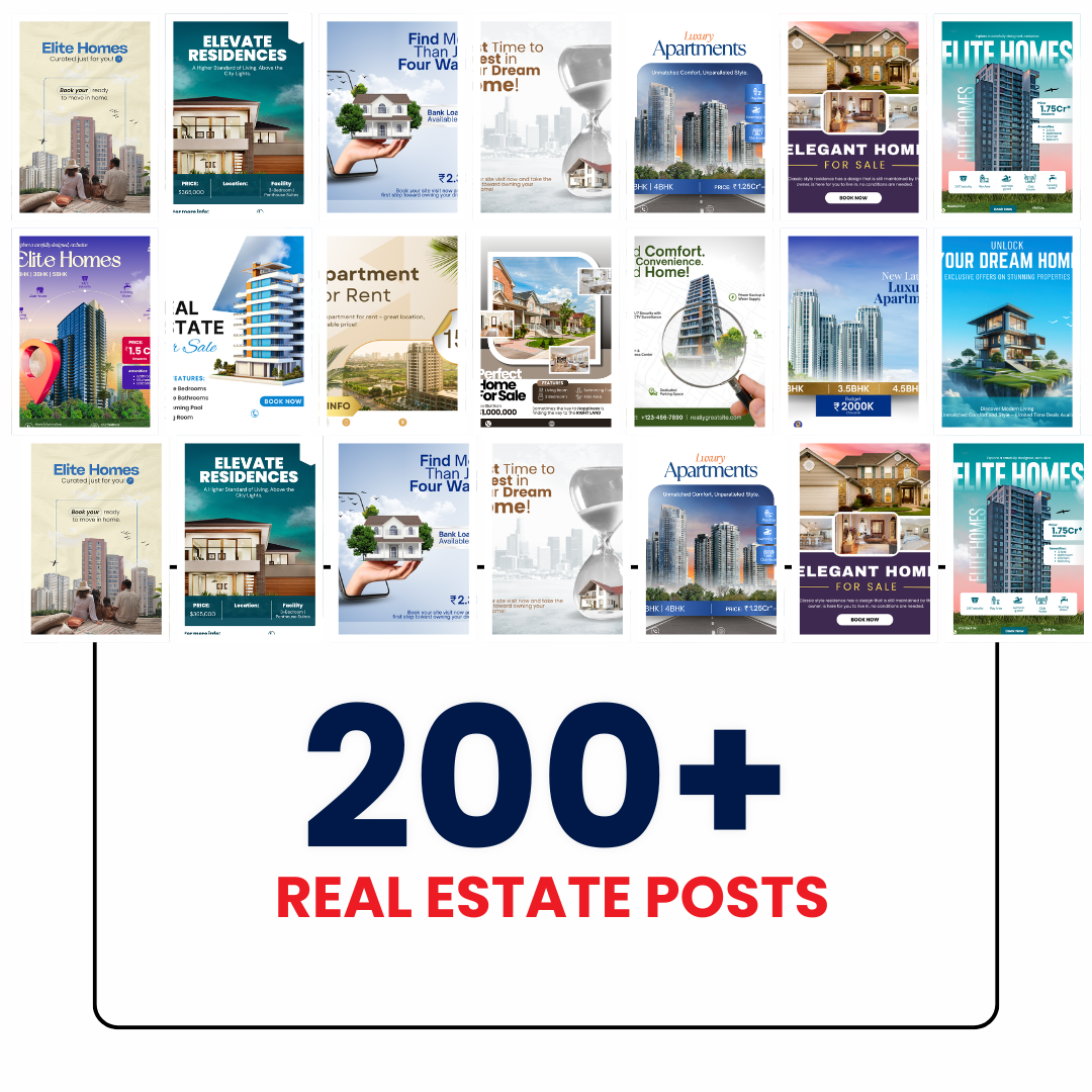 🏡 200+ Real Estate Social Media Posts (Canva Editable)