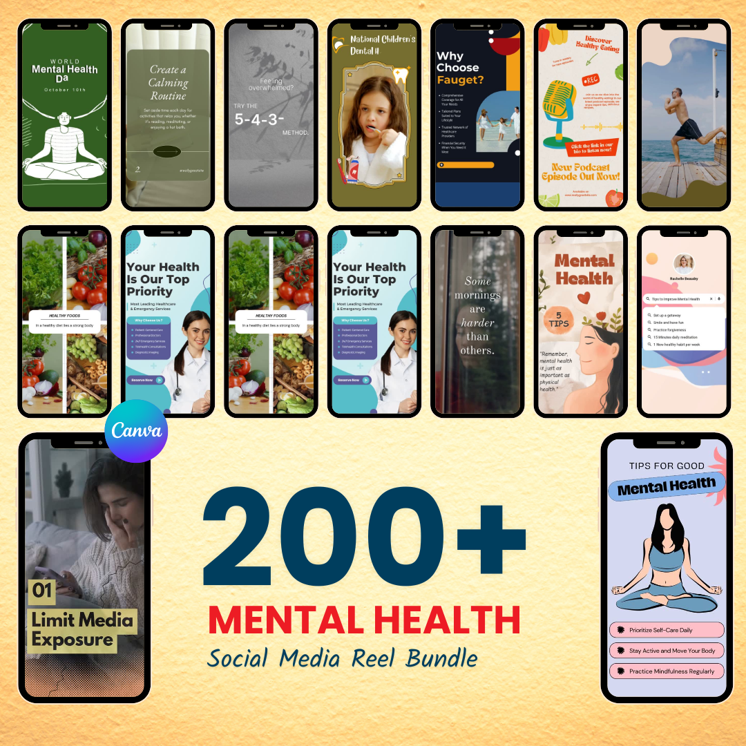 🎥 200+ Mental Health Reels Bundle (Editable Canva Videos)