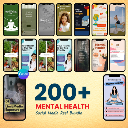 🎥 200+ Mental Health Reels Bundle (Editable Canva Videos)