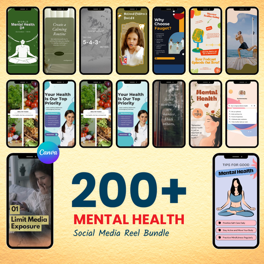 🎥 200+ Mental Health Reels Bundle (Editable Canva Videos)