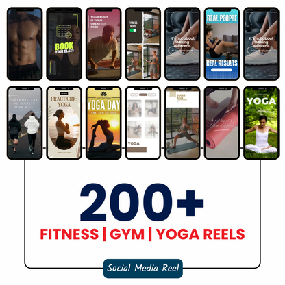 🔥 200+ Fitness | Gym | Yoga Reels (Canva Editable)