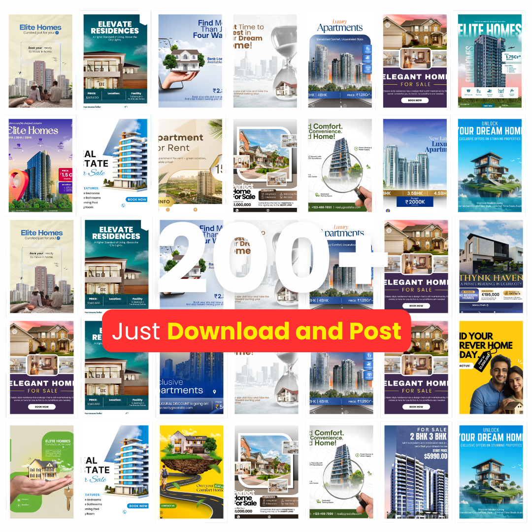 🏡 200+ Real Estate Social Media Posts (Canva Editable)