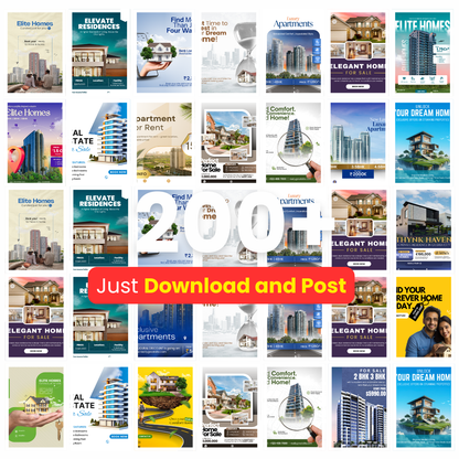 🏡 200+ Real Estate Social Media Posts (Canva Editable)