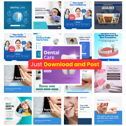 🦷 200+ Dental Posts Bundle (Ready-to-Post | Canva Editable)