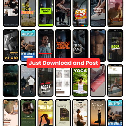 🔥 200+ Fitness | Gym | Yoga Reels (Canva Editable)