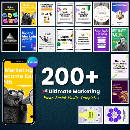 📢 Ultimate Marketing Canva Templates Bundle – 200+ Templates 🚀📈