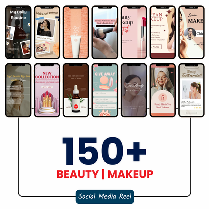 💄 150+ Beauty Reels (Ready-to-Post | Canva Editable)