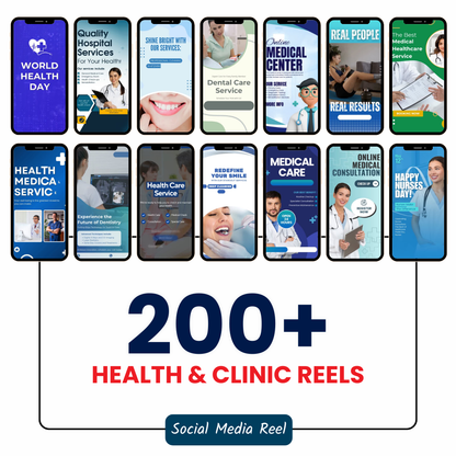 250+ Health & Clinic Reels (Canva Editable)