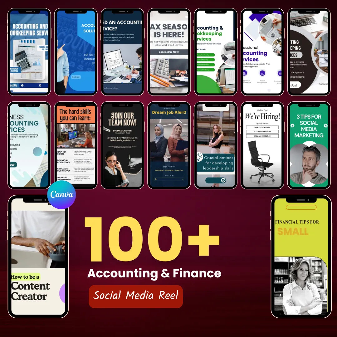 📊 100+ Accounting Reels (Canva Editable)