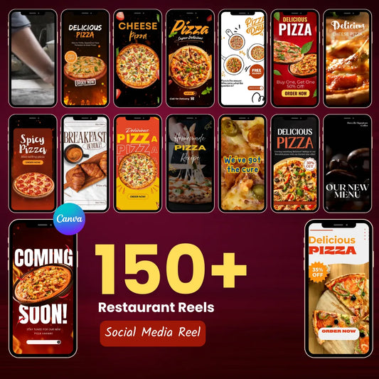 🍽️ 150+ Restaurant Reels (Canva Editable)