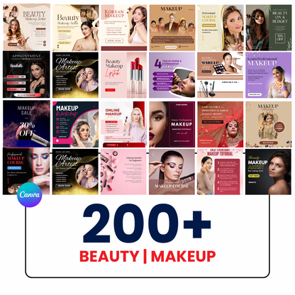 💄 150+ Beauty Social Media Posts (Canva Editable)