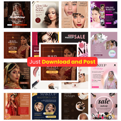 💄 150+ Beauty Social Media Posts (Canva Editable)