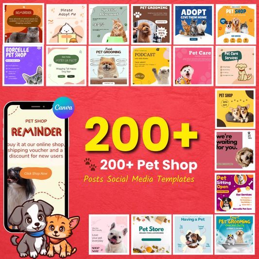 🐾 200+ Pet Shop Posts (Canva Editable)