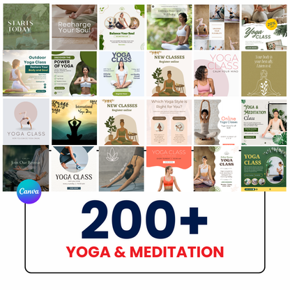 🧘♀️ 200+ Yoga & Meditation Posts (Canva Editable)