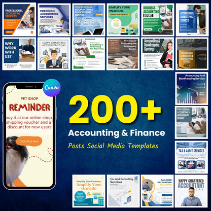 📊 200+ Accounting & Finance Social Media Posts (Canva Editable)