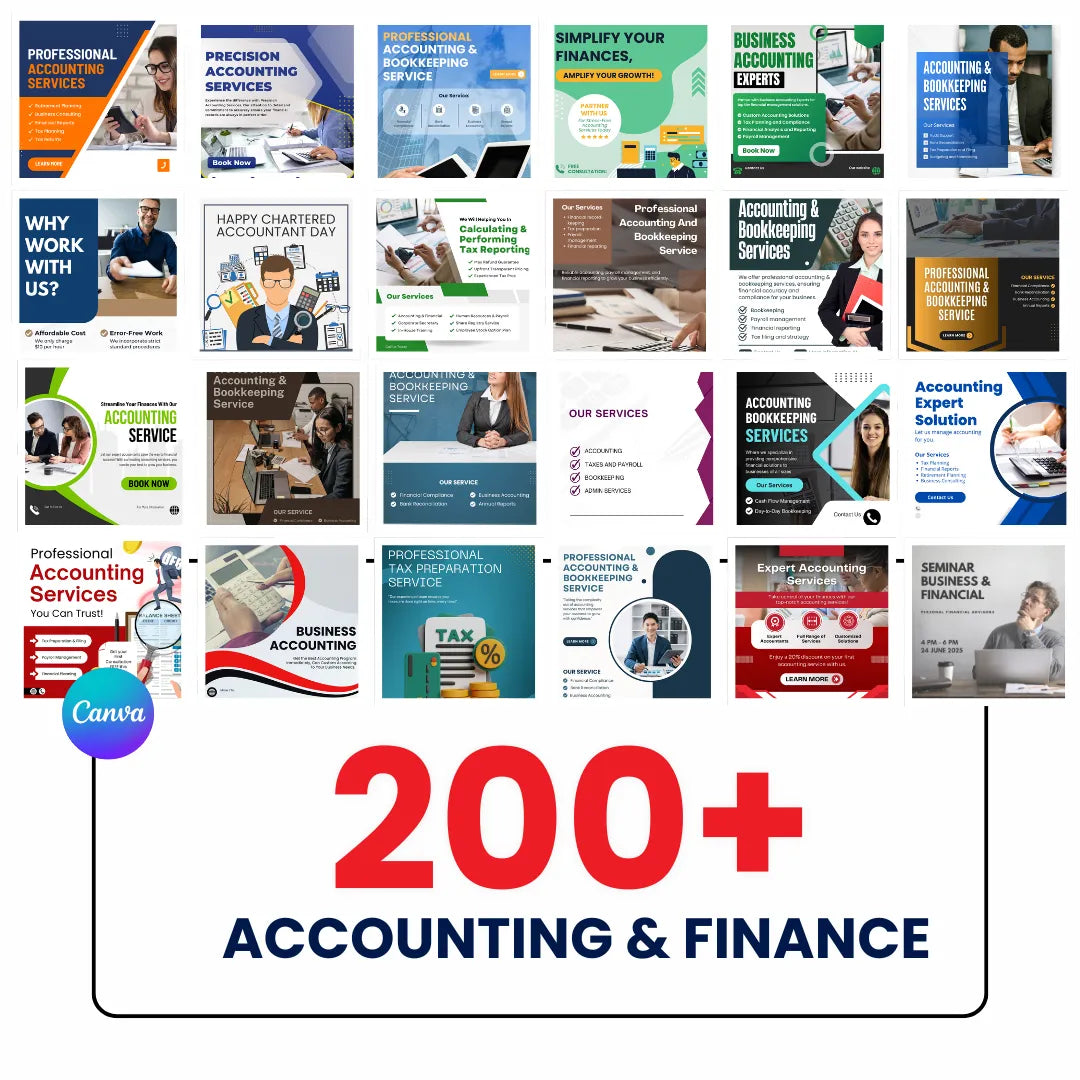 📊 200+ Accounting & Finance Social Media Posts (Canva Editable)