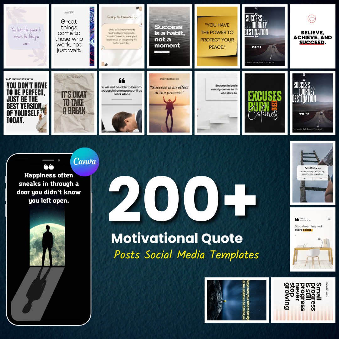 🔥 200+ Motivational Quote Posts (Ready-to-Use | Canva Editable)