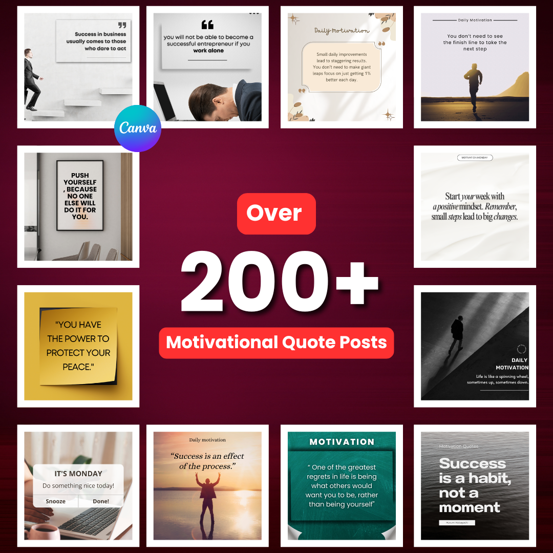 🔥 200+ Motivational Quote Posts (Ready-to-Use | Canva Editable)