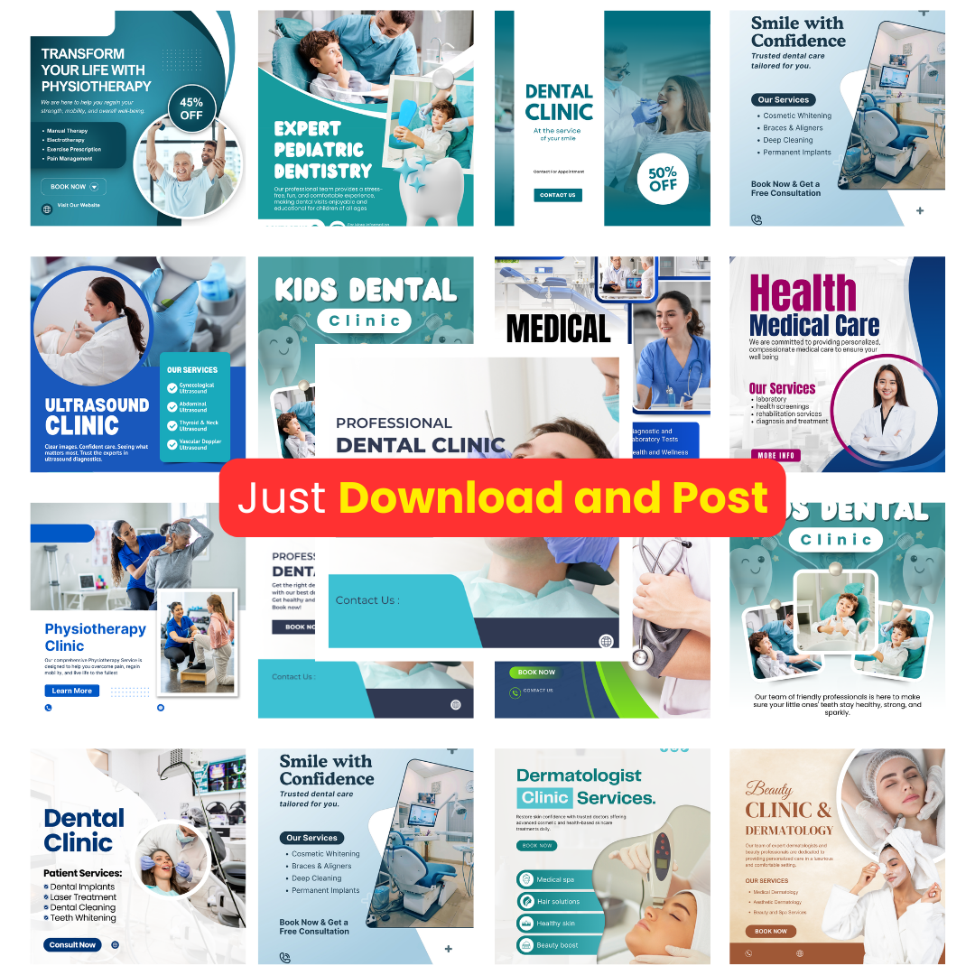 300+ Health & Clinic Social Media Posts (Canva Editable)