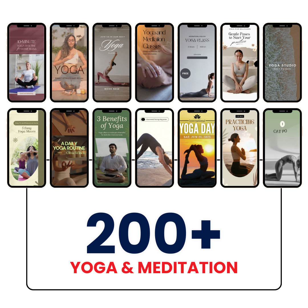 🧘♂️ 200+ Yoga & Meditation Reels (Canva Editable)