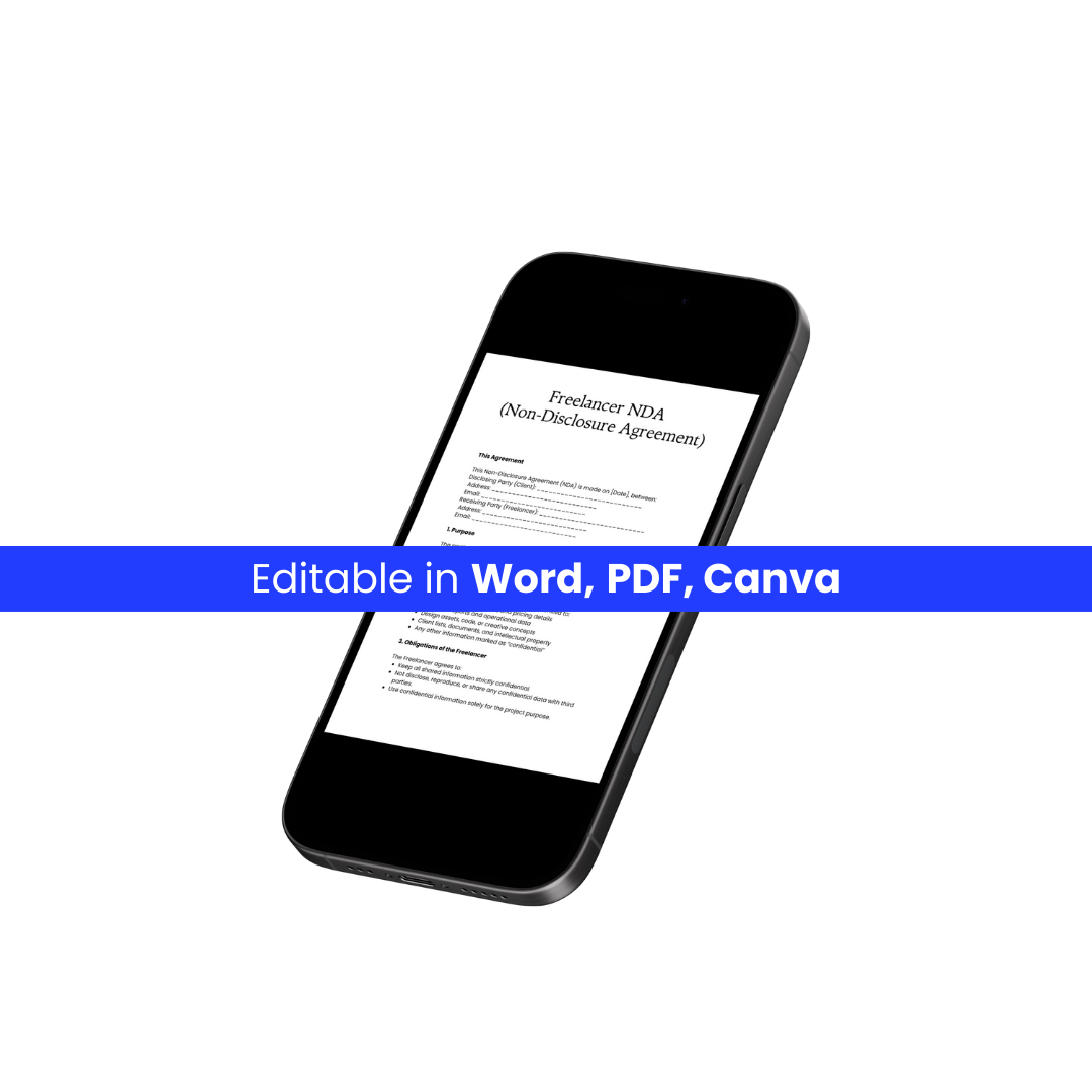 Freelancer NDA Template (Editable Word, PDF & Canva)