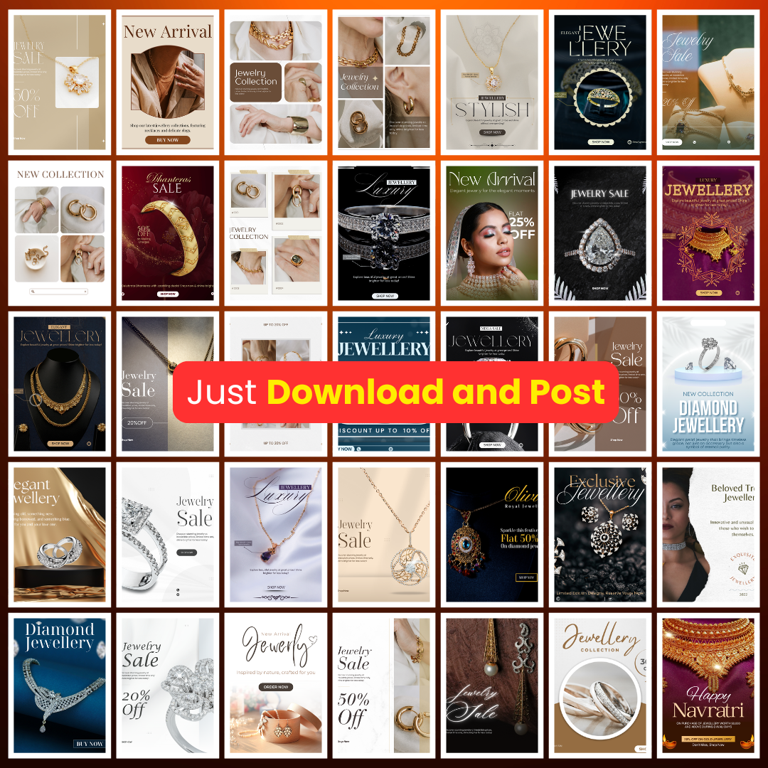 💎 200+ Jewellery Social Media Posts (Canva Editable)