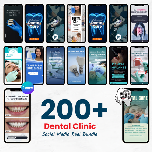 🦷 200+ Dental Reels Bundle (Editable Canva Videos)