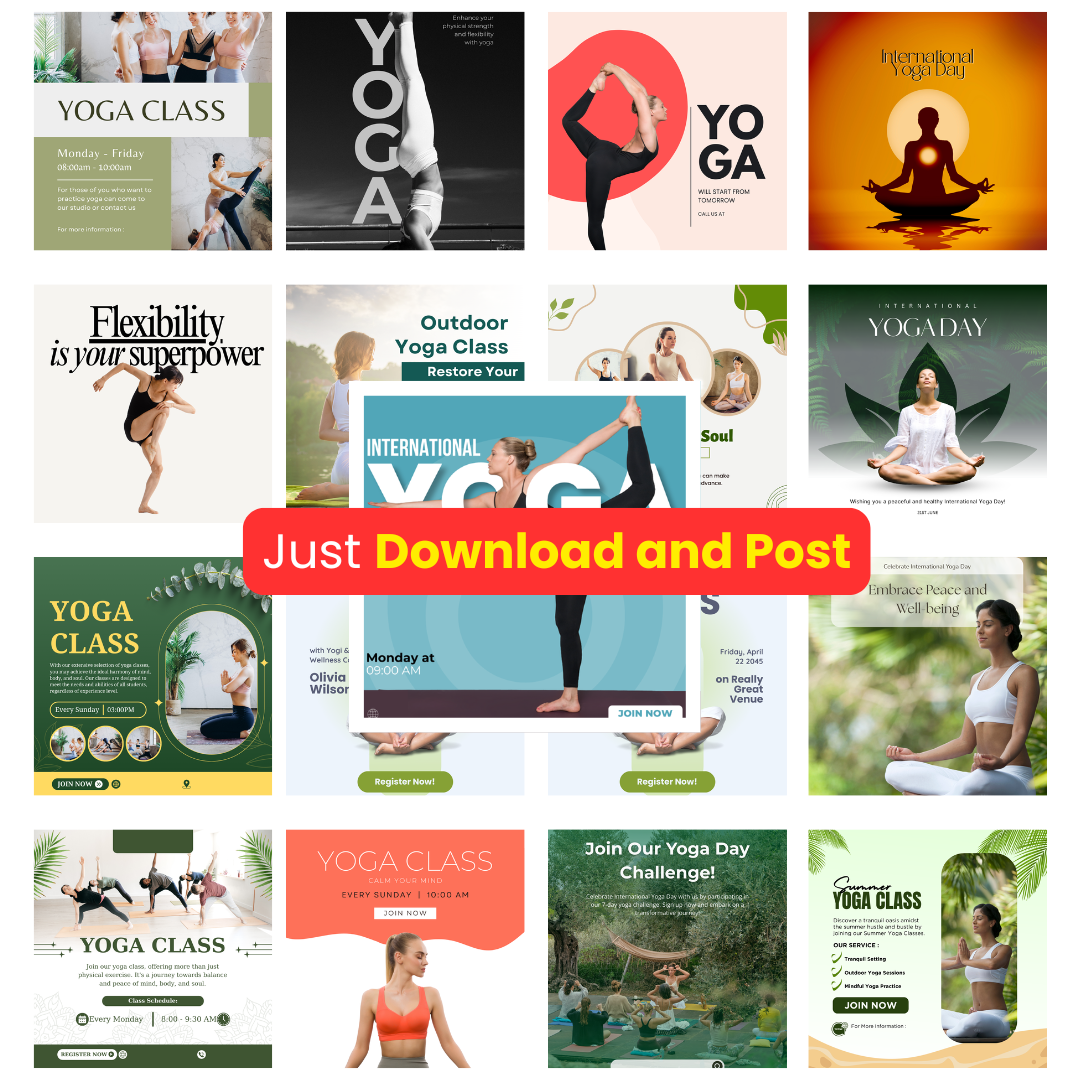 🧘♀️ 200+ Yoga & Meditation Posts (Canva Editable)