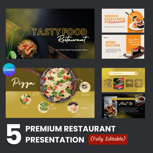 🍽️ 5 Premium Restaurant Presentation Decks (Fully Editable)
